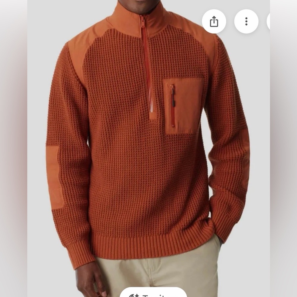Bass Outdoor NWT Quarter Zip patch pullover sweater-Small